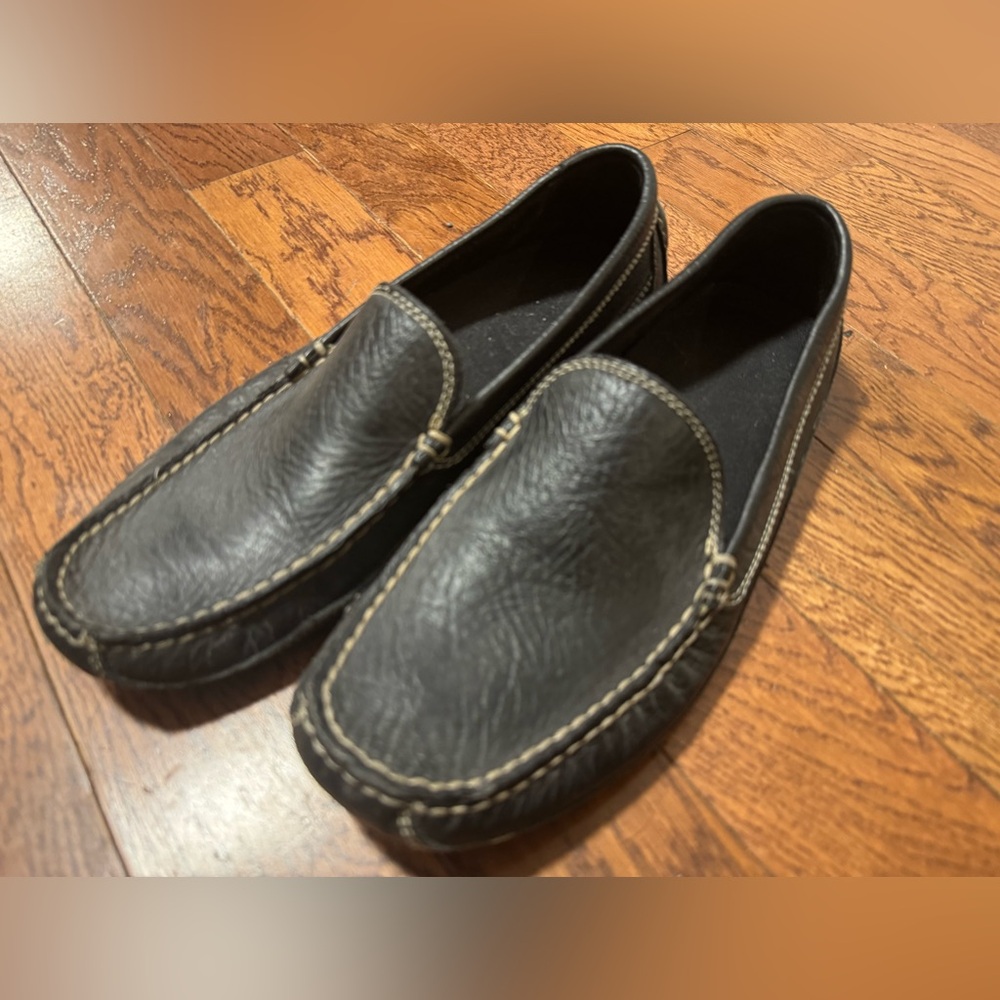 Duluth Men's Bison Leather Driving Moccasins Shoes Black 10.5 W